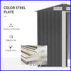 Walk-in Garden Shed Sliding Door Durable Steel Patio Tool Equipment Storage Grey