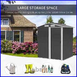 Walk-in Garden Shed Sliding Door Durable Steel Patio Tool Equipment Storage Grey