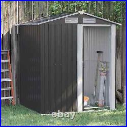 Walk-in Garden Shed Sliding Door Durable Steel Patio Tool Equipment Storage Grey