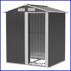 Walk-in Garden Shed Sliding Door Durable Steel Patio Tool Equipment Storage Grey