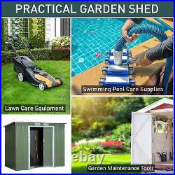 Walk-in Garden Shed Sliding Door Foundation Steel Tool Equipment Storage Green