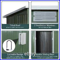 Walk-in Garden Shed Sliding Door Foundation Steel Tool Equipment Storage Green