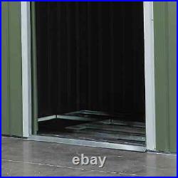 Walk-in Garden Shed Sliding Door Foundation Steel Tool Equipment Storage Green