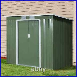 Walk-in Garden Shed Sliding Door Foundation Steel Tool Equipment Storage Green