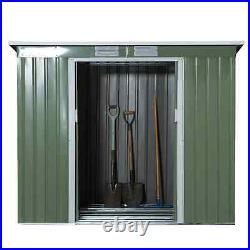 Walk-in Garden Shed Sliding Door Foundation Steel Tool Equipment Storage Green