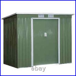 Walk-in Garden Shed Sliding Door Foundation Steel Tool Equipment Storage Green