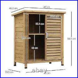 Wooden Garden Cabinet with Shelf Double Door Tool Equipment Storage Shed Natural