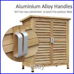 Wooden Garden Cabinet with Shelf Double Door Tool Equipment Storage Shed Natural