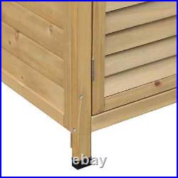 Wooden Garden Cabinet with Shelf Double Door Tool Equipment Storage Shed Natural