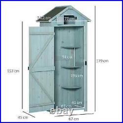 Wooden Garden Shed Cabinet Outdoor Tool Equipment Storage with Shelf Durable Blue