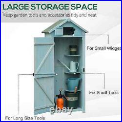 Wooden Garden Shed Cabinet Outdoor Tool Equipment Storage with Shelf Durable Blue