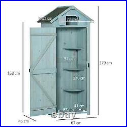 Wooden Tool Shed Outdoor Garden Patio Lawn Equipment Storage Cabinet Shelf Blue