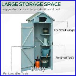 Wooden Tool Shed Outdoor Garden Patio Lawn Equipment Storage Cabinet Shelf Blue